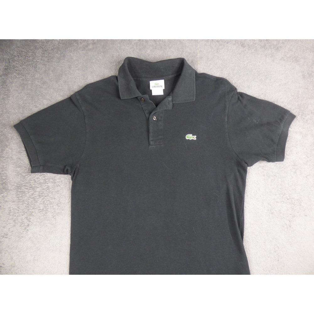 Lacoste Mens Black Short Sleeve Pique Polo Shirt Size 4 Small Medium